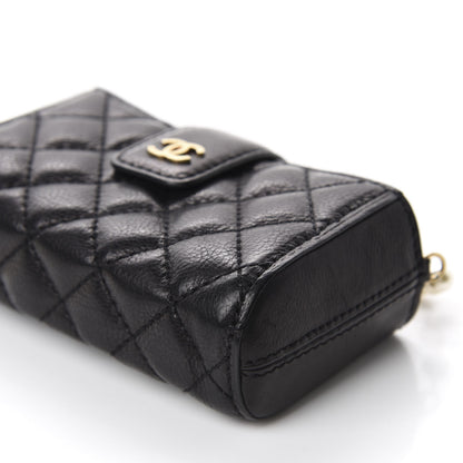 Chanel Calfskin Quilted Pearl Chain Love Symbols Mini Bag Black 7 of 11