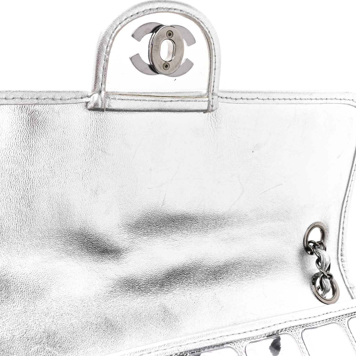 Chanel Vinyl Large Ice Cube Flap Silver 12 of 19