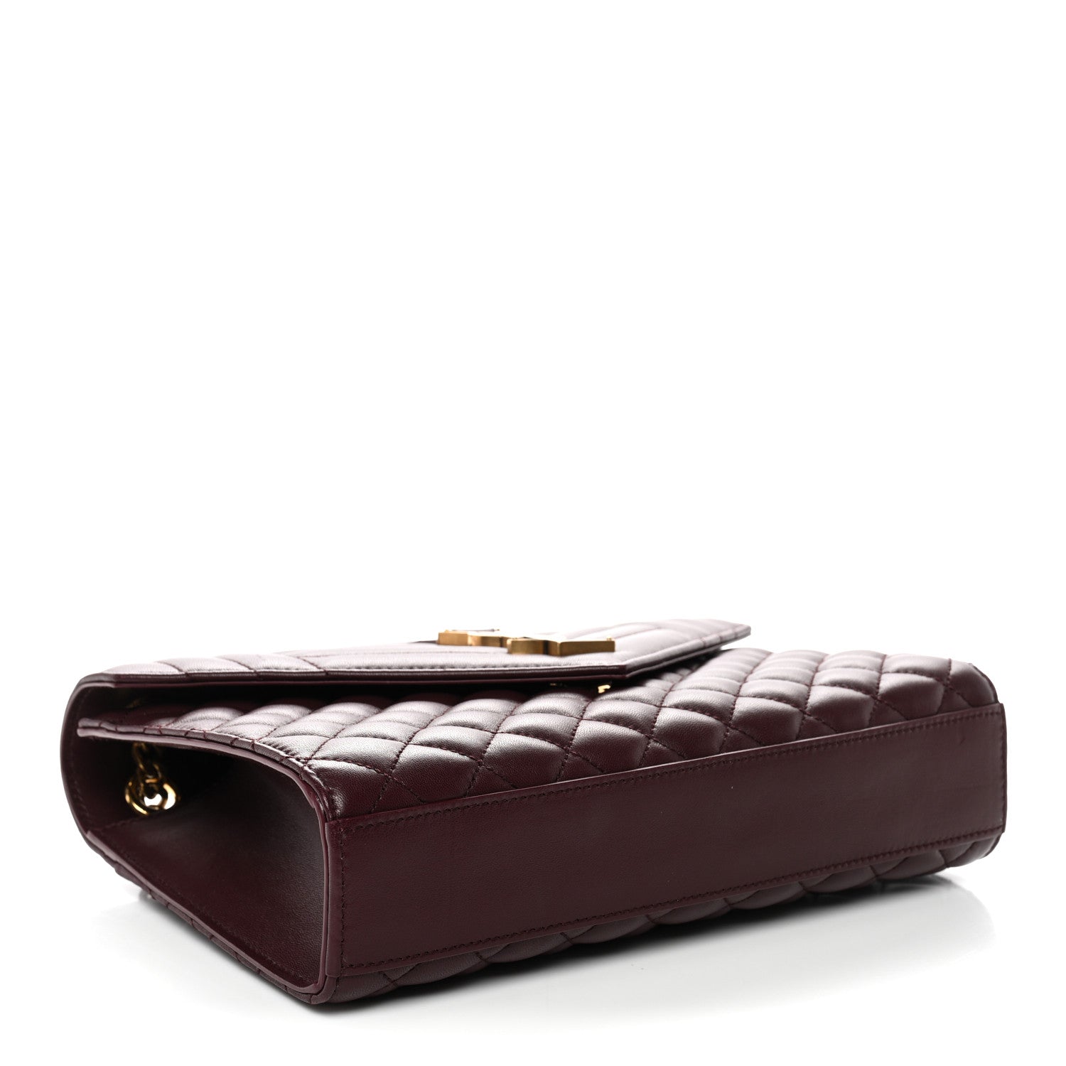 Saint Laurent Lambskin Mixed Matelasse Triquilt Medium Monogram Satchel Burgundy 4 of 11