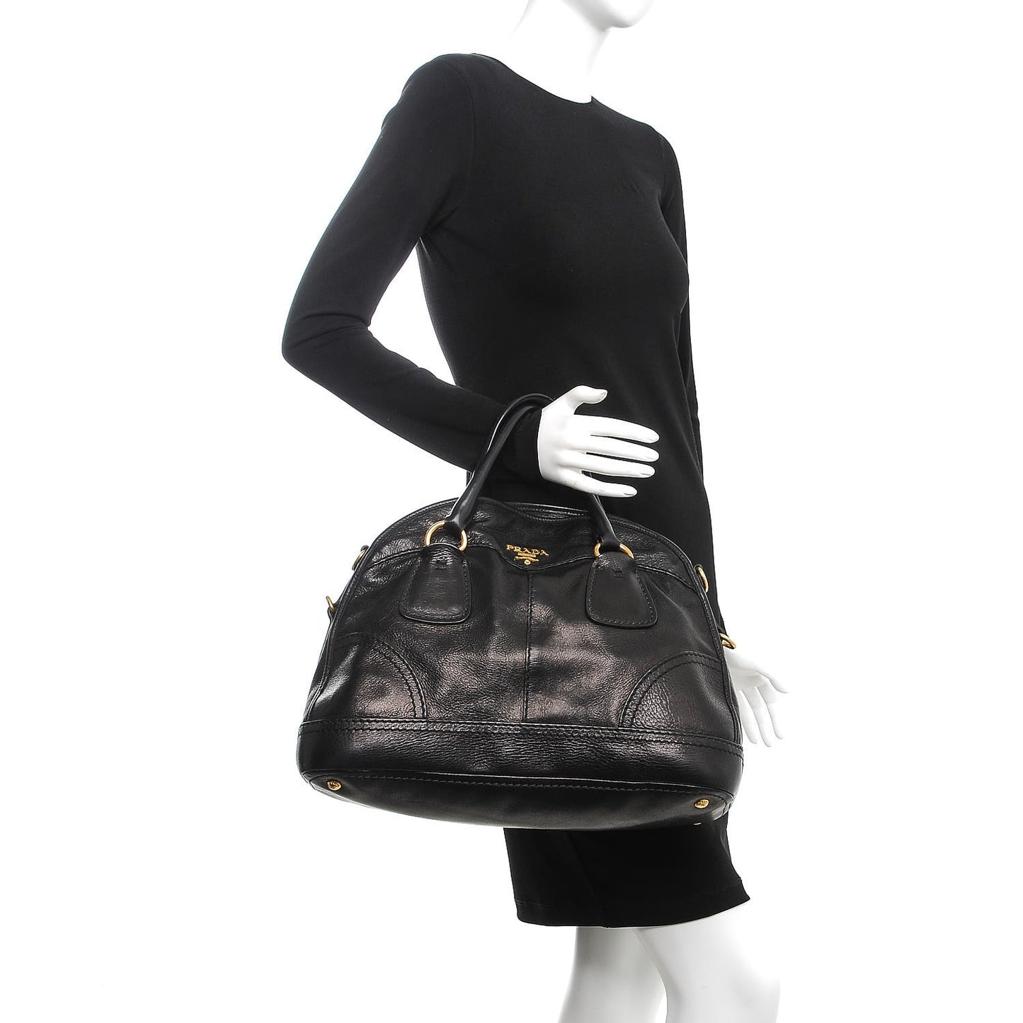Cervo Deerskin Dome Satchel Black