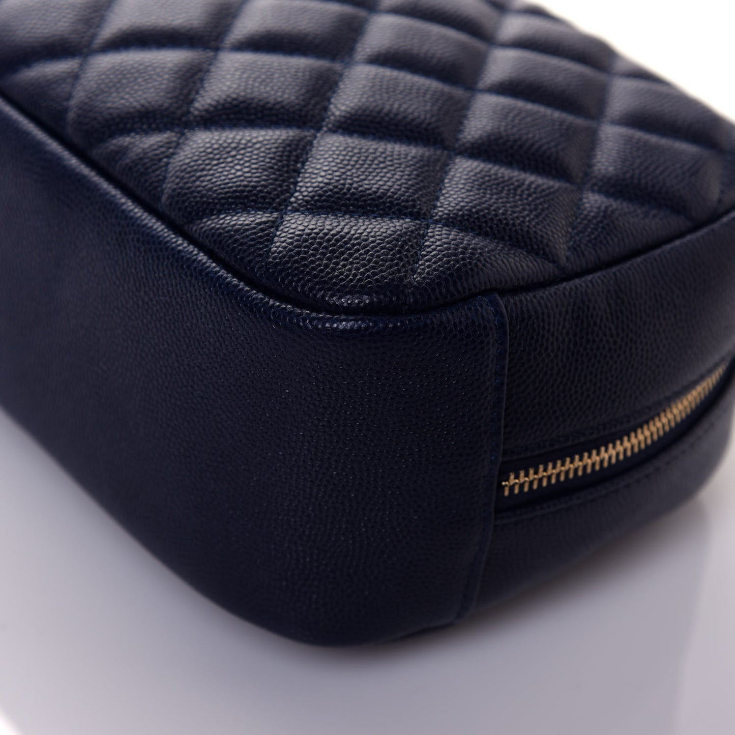 Caviar Quilted Curvy Pouch Cosmetic Case Navy