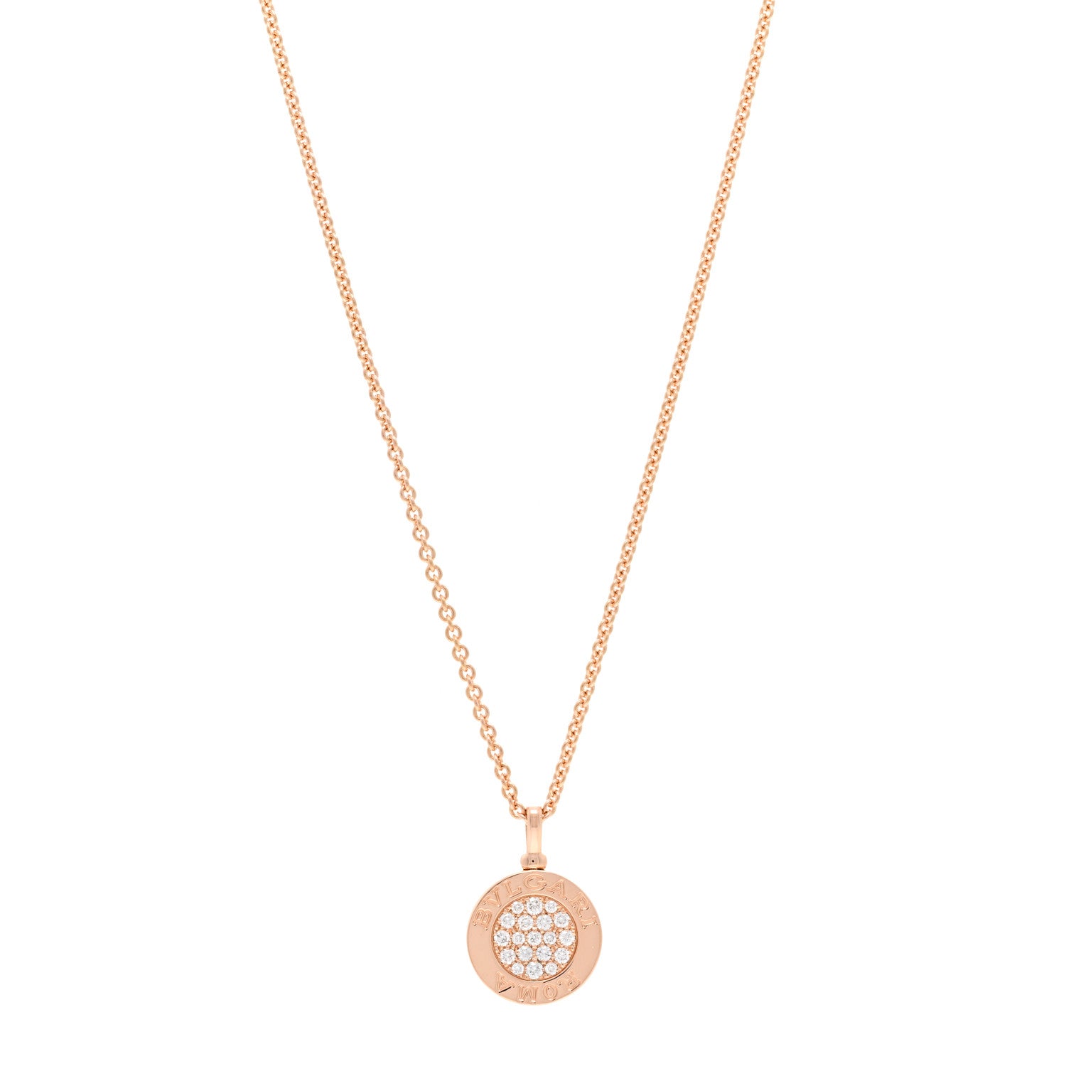 Bulgari 18K Rose Gold Diamond Black Onyx Roma Pendant Necklace 1 of 5