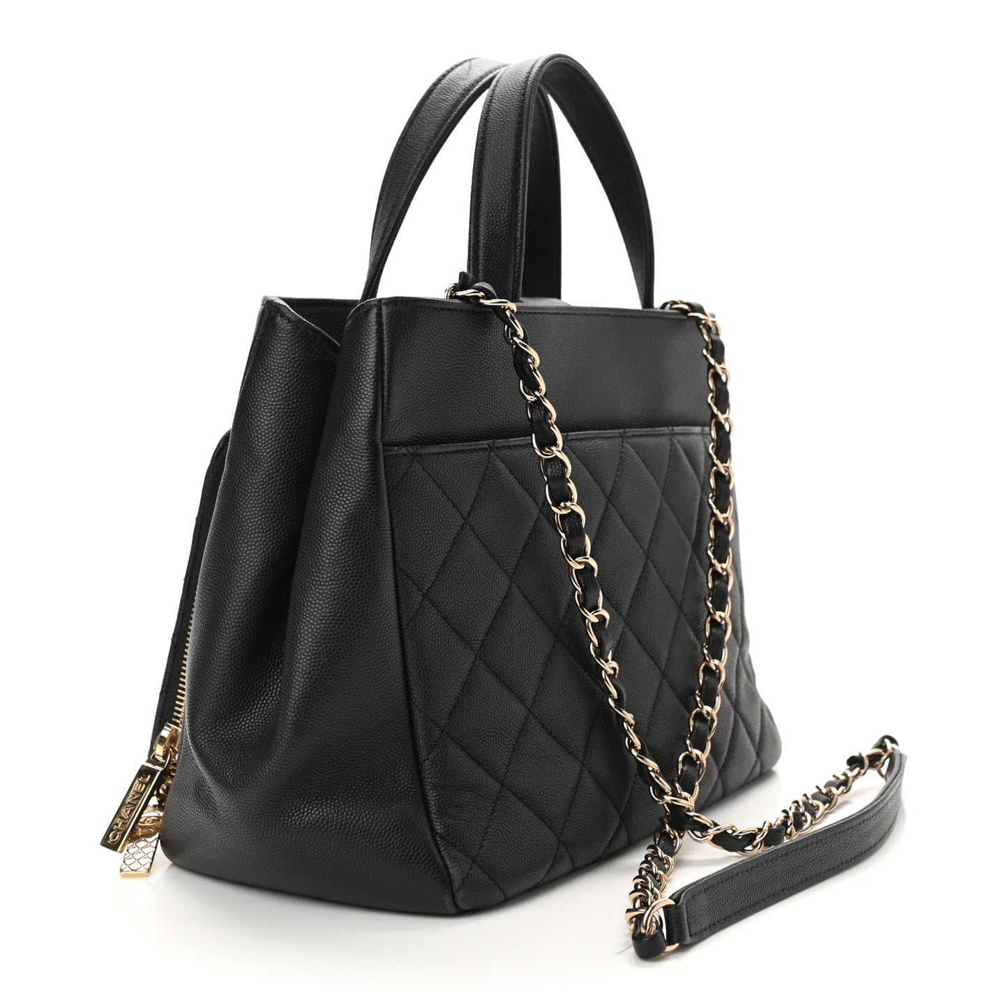 Caviar Quilted Small Business Affinity Shopping Bag Black