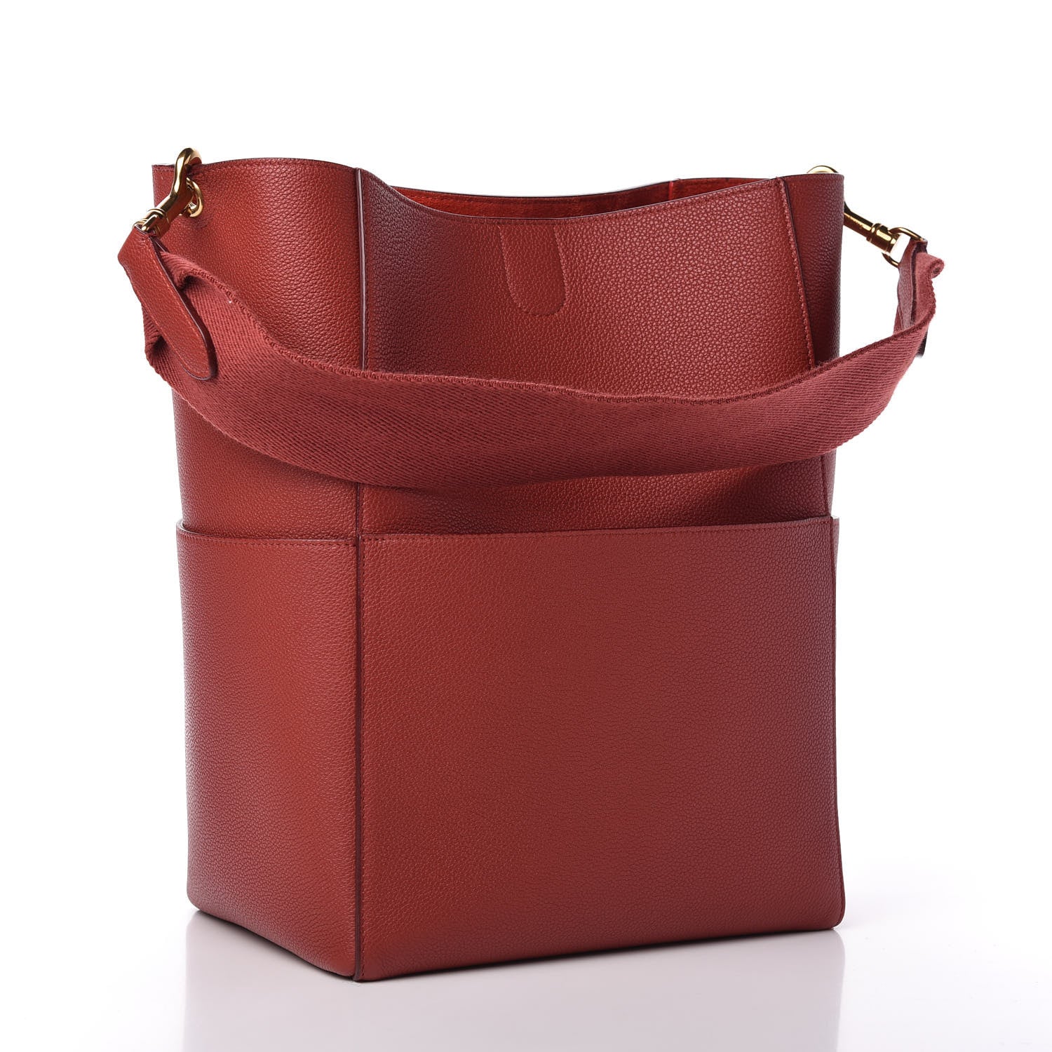 Celine Soft Grained Calfskin Sangle Bucket Bag Red 3 of 9