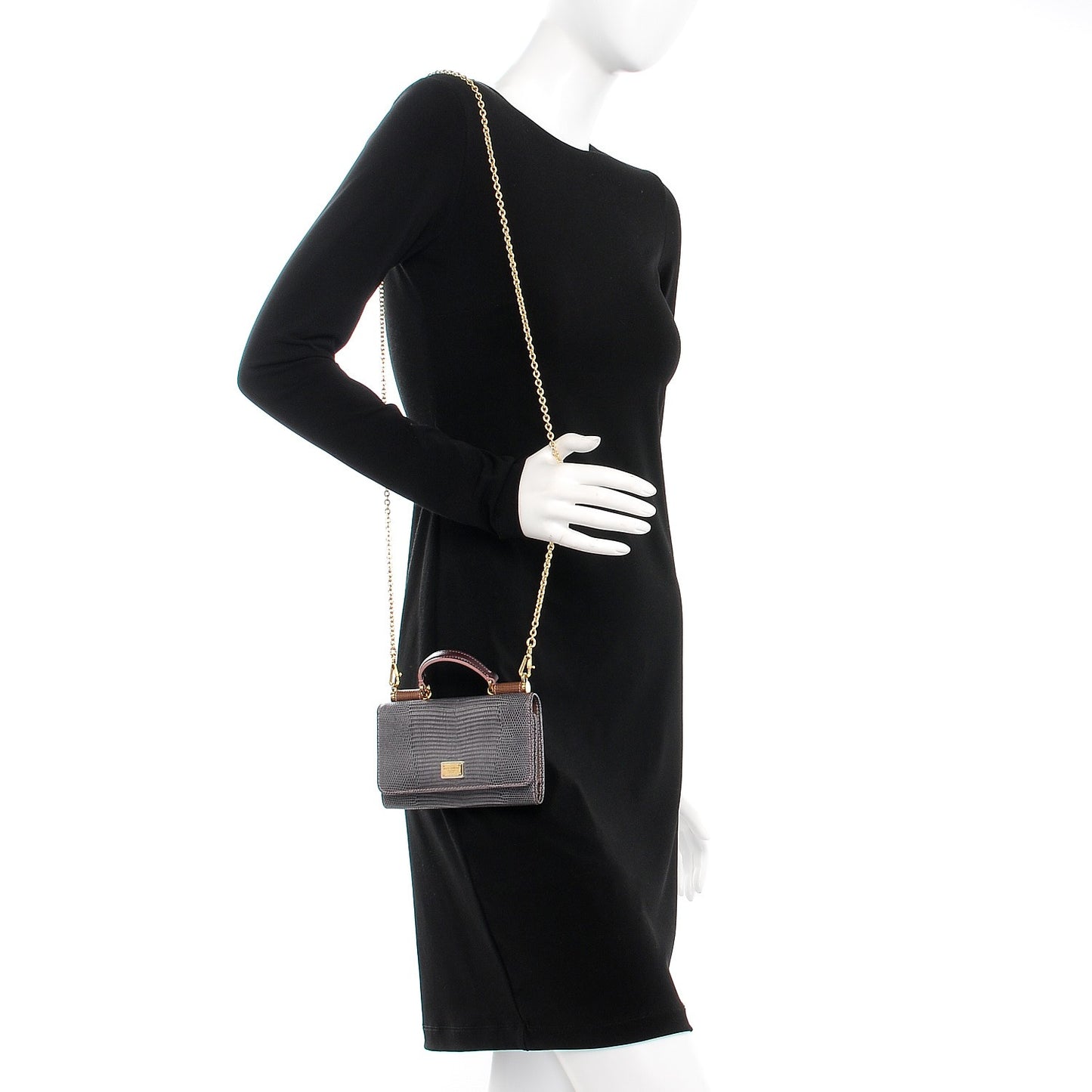 Textured Calfskin Mini Von Mix Bag Grey