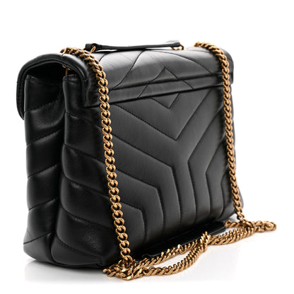 Saint Laurent Calfskin Y Quilted Monogram Small Loulou Chain Satchel Black 3 of 10