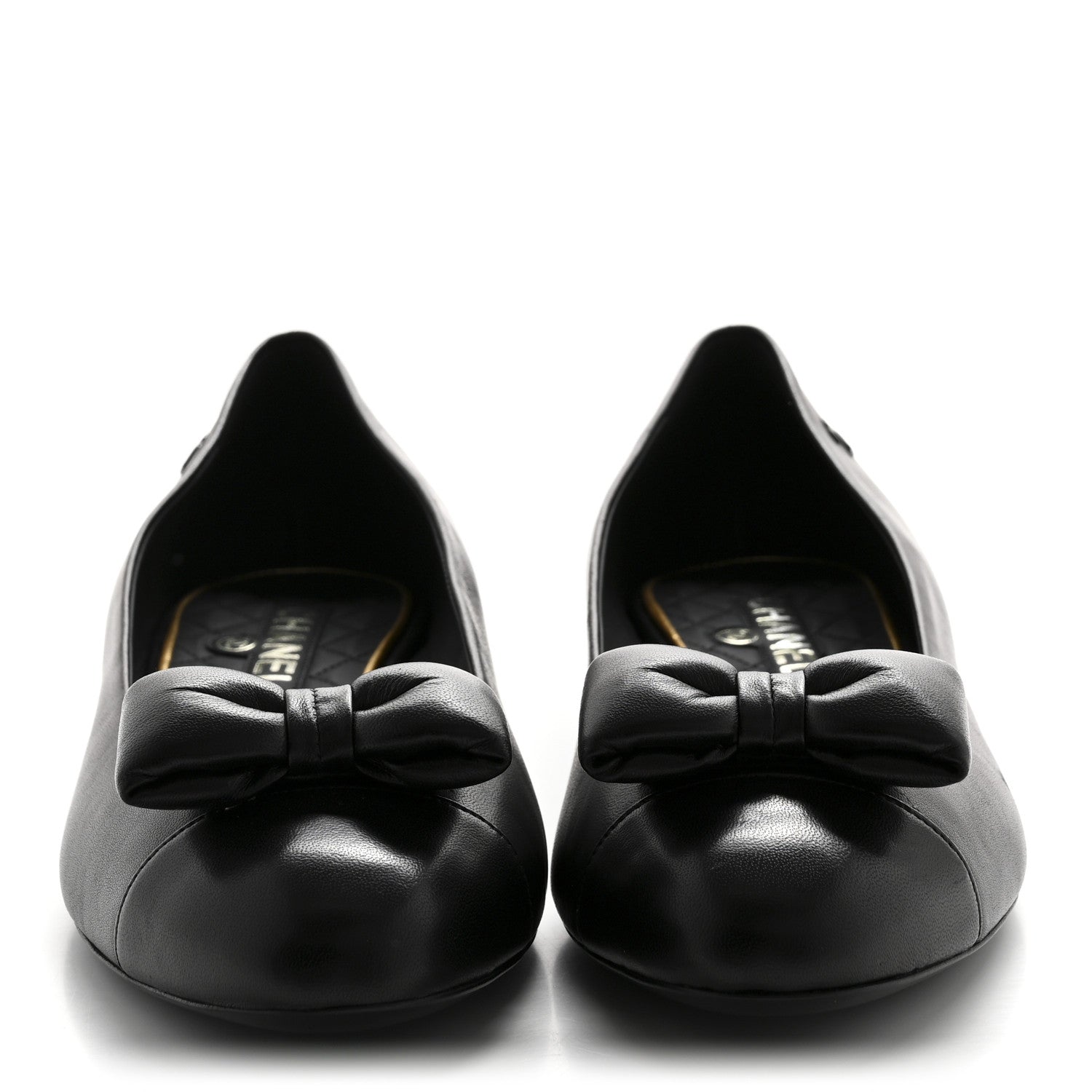 Chanel Lambskin CC Cap Toe Bow Ballerina Flats 39.5 Black 5 of 20