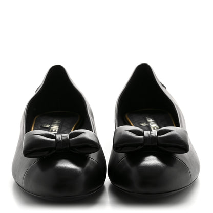 Chanel Lambskin CC Cap Toe Bow Ballerina Flats 39.5 Black 5 of 20