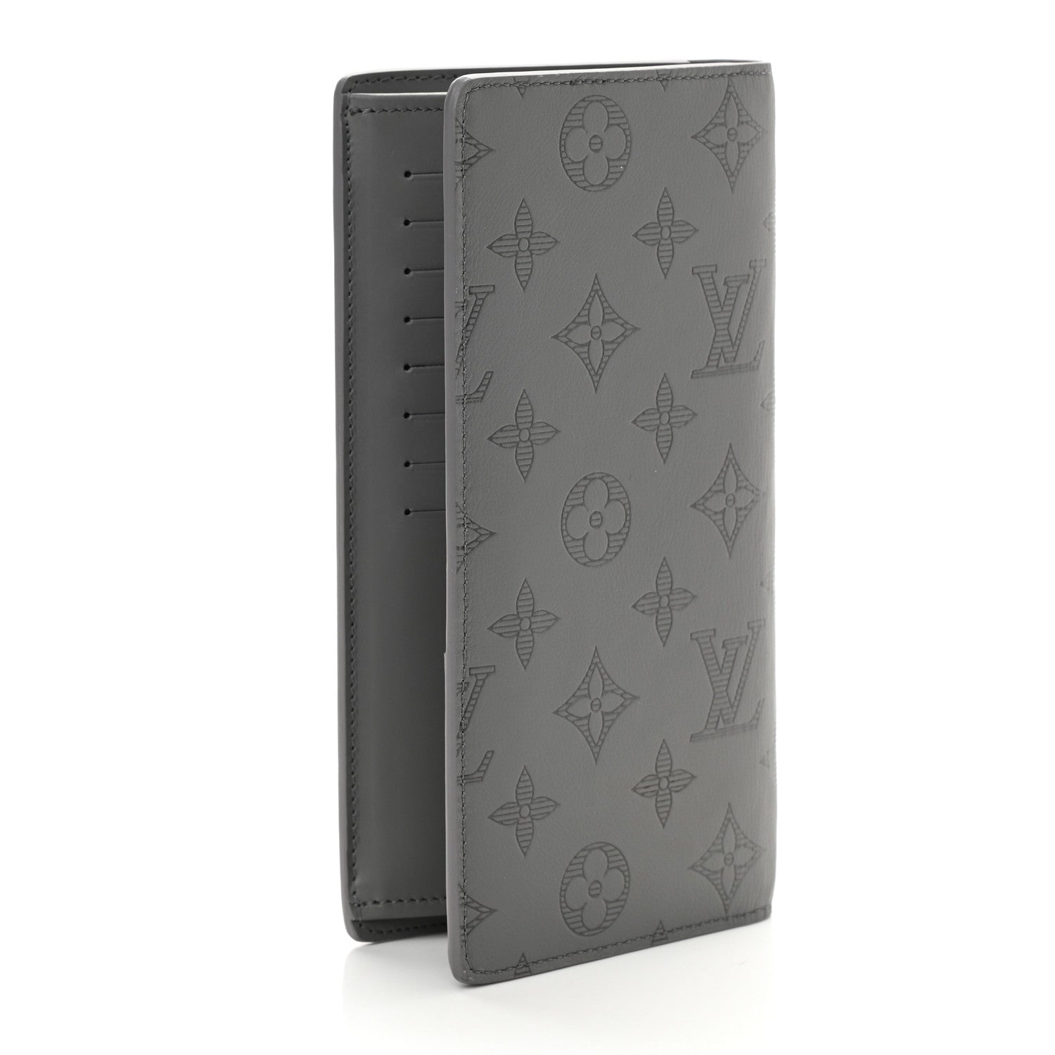 Louis Vuitton Calfskin Monogram Shadow Brazza Wallet Anthracite Gray 3 of 6