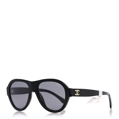 Chanel Acetate Strass Polarized Pilot Sunglasses 5467-B Black 1 of 8