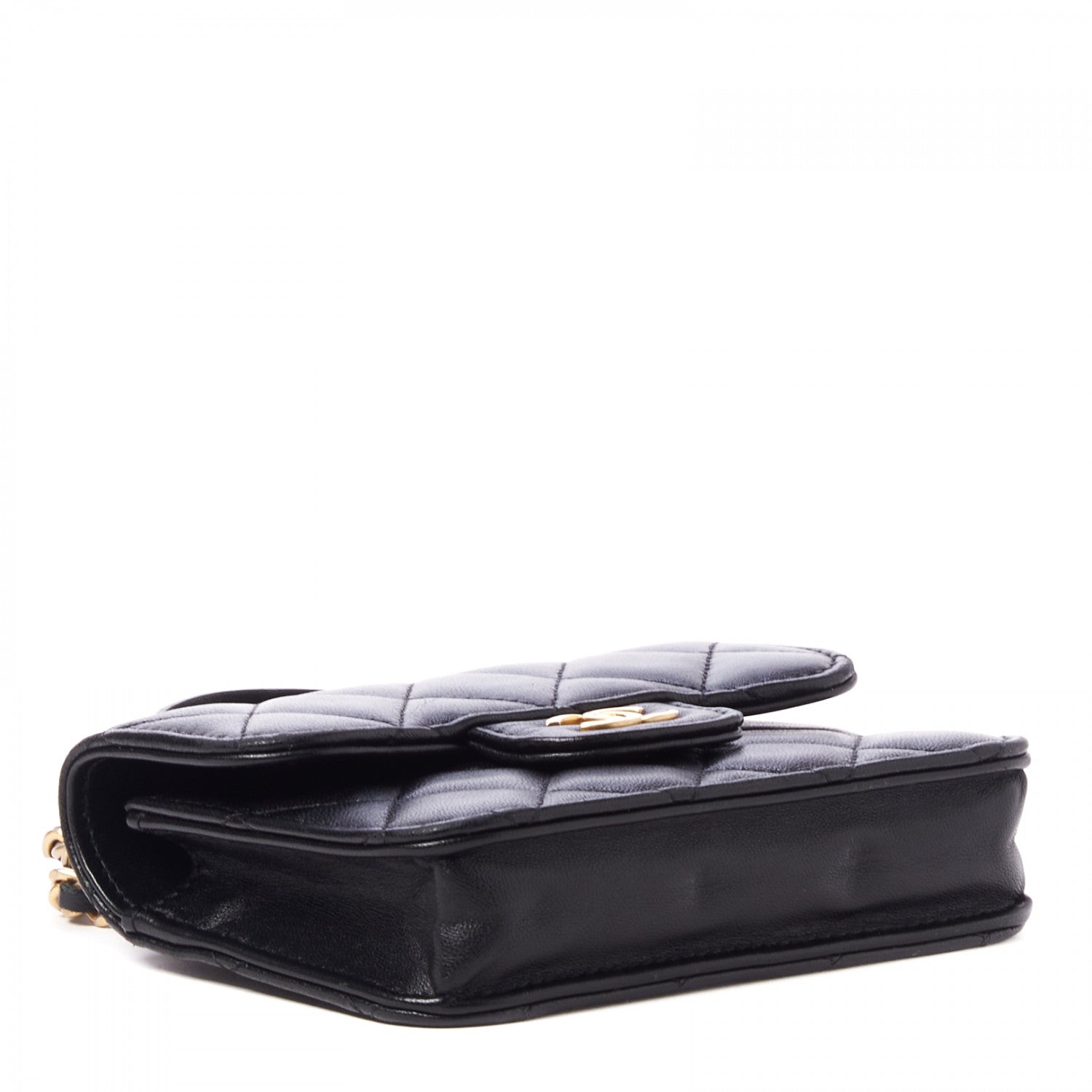 Chanel Lambskin Quilted Top Handle Flap Coin Purse With Chain Black 4 of 9
