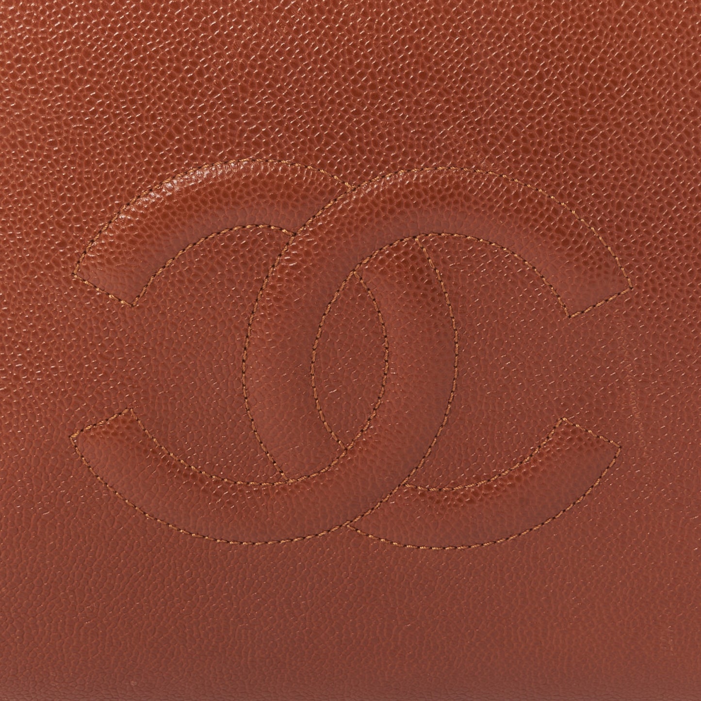 Caviar Large CC Shoulder Bag Light Brown