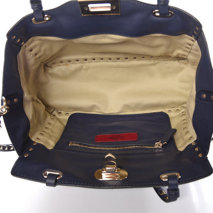 Valentino Garavani Vitello Small Rockstud Tote Marine 6 of 11