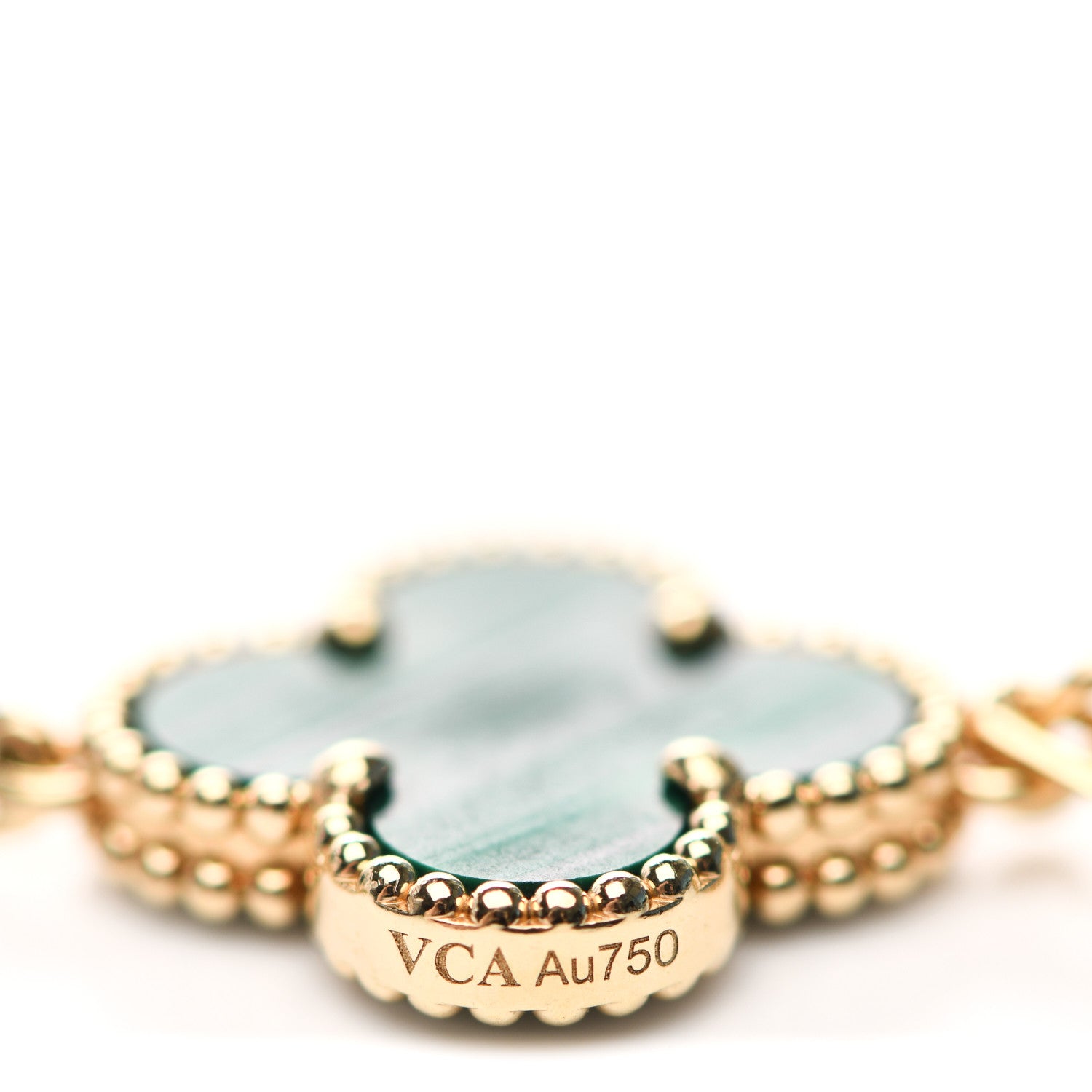 Van Cleef & Arpels 18K Yellow Gold Malachite 5 Motifs Vintage Alhambra Bracelet 4 of 6