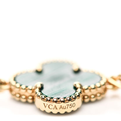 Van Cleef & Arpels 18K Yellow Gold Malachite 5 Motifs Vintage Alhambra Bracelet 4 of 6