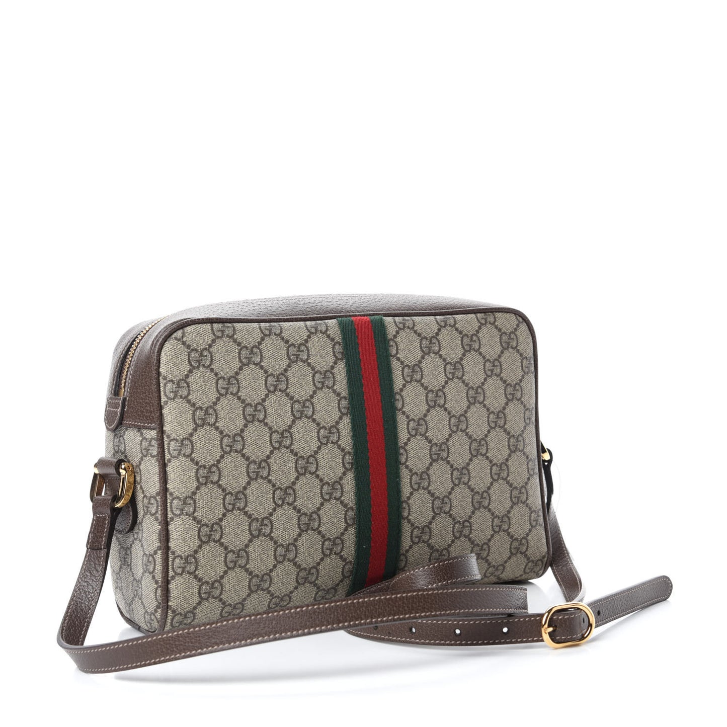 GG Supreme Monogram Web Small Ophidia Shoulder Bag Brown