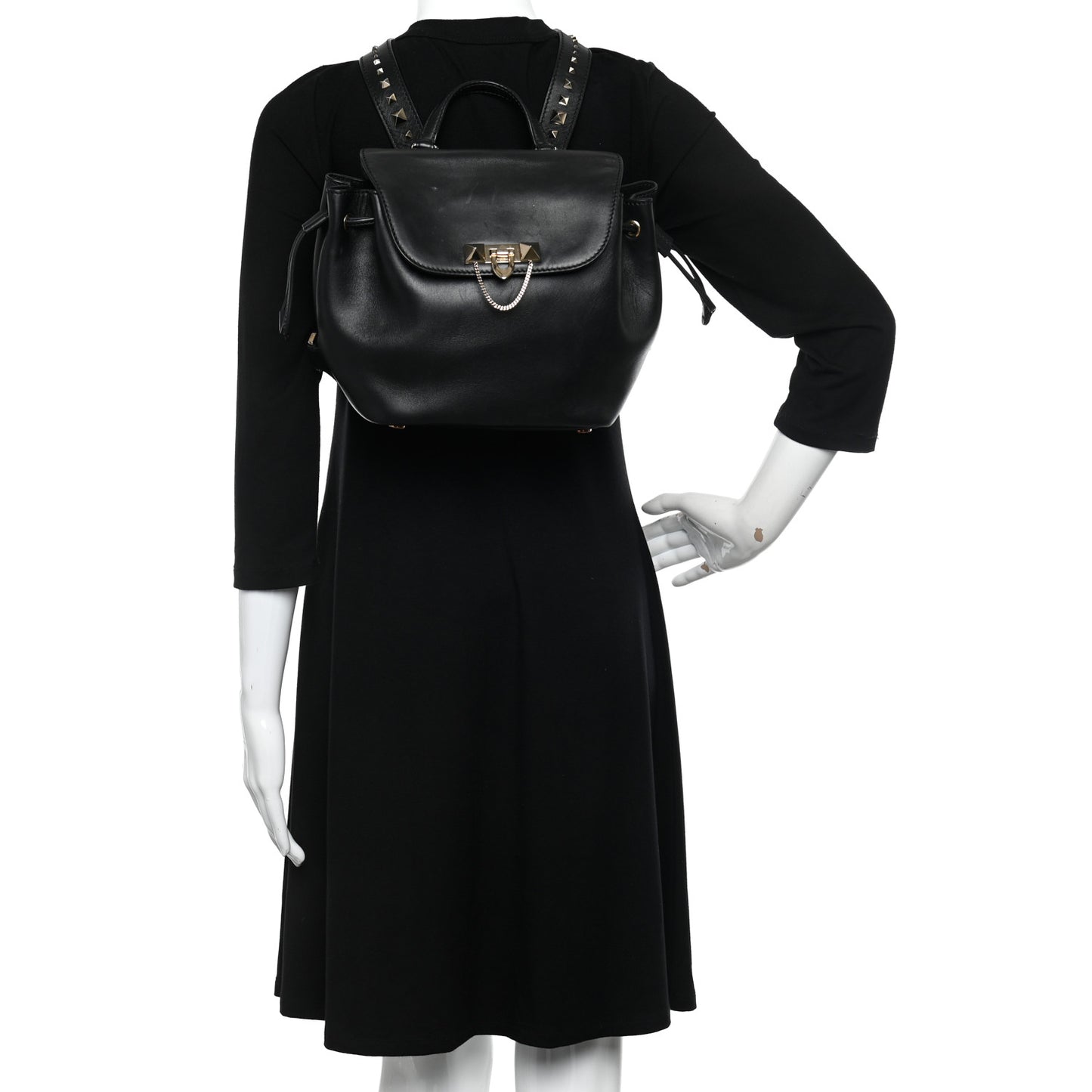 Vitello Rockstud Demilune Backpack Black