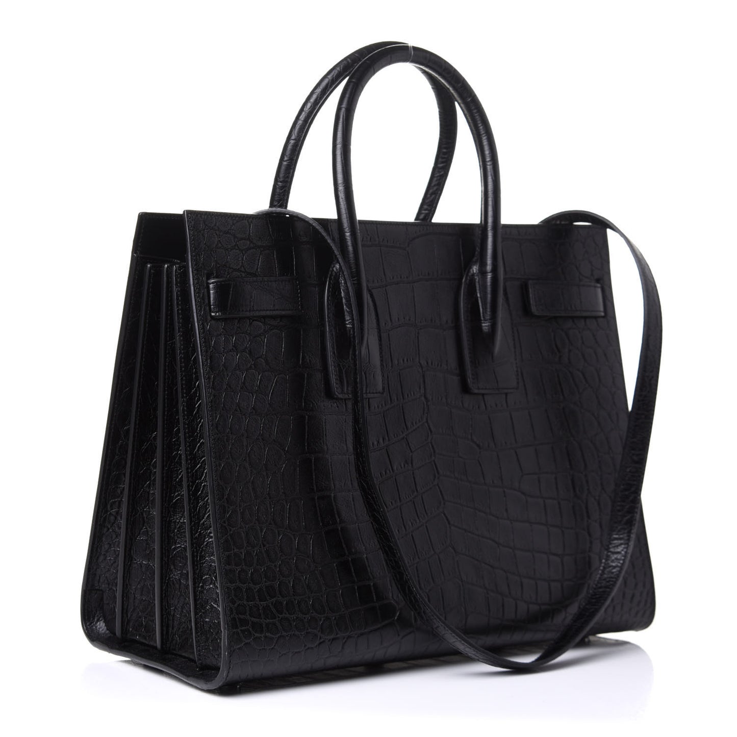 Calfskin Crocodile Embossed Small Sac de Jour Black