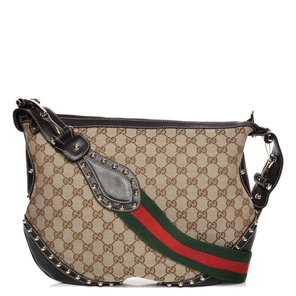 Gucci Monogram Web Studded Pelham Shoulder Bag Dark Brown 1 of 7