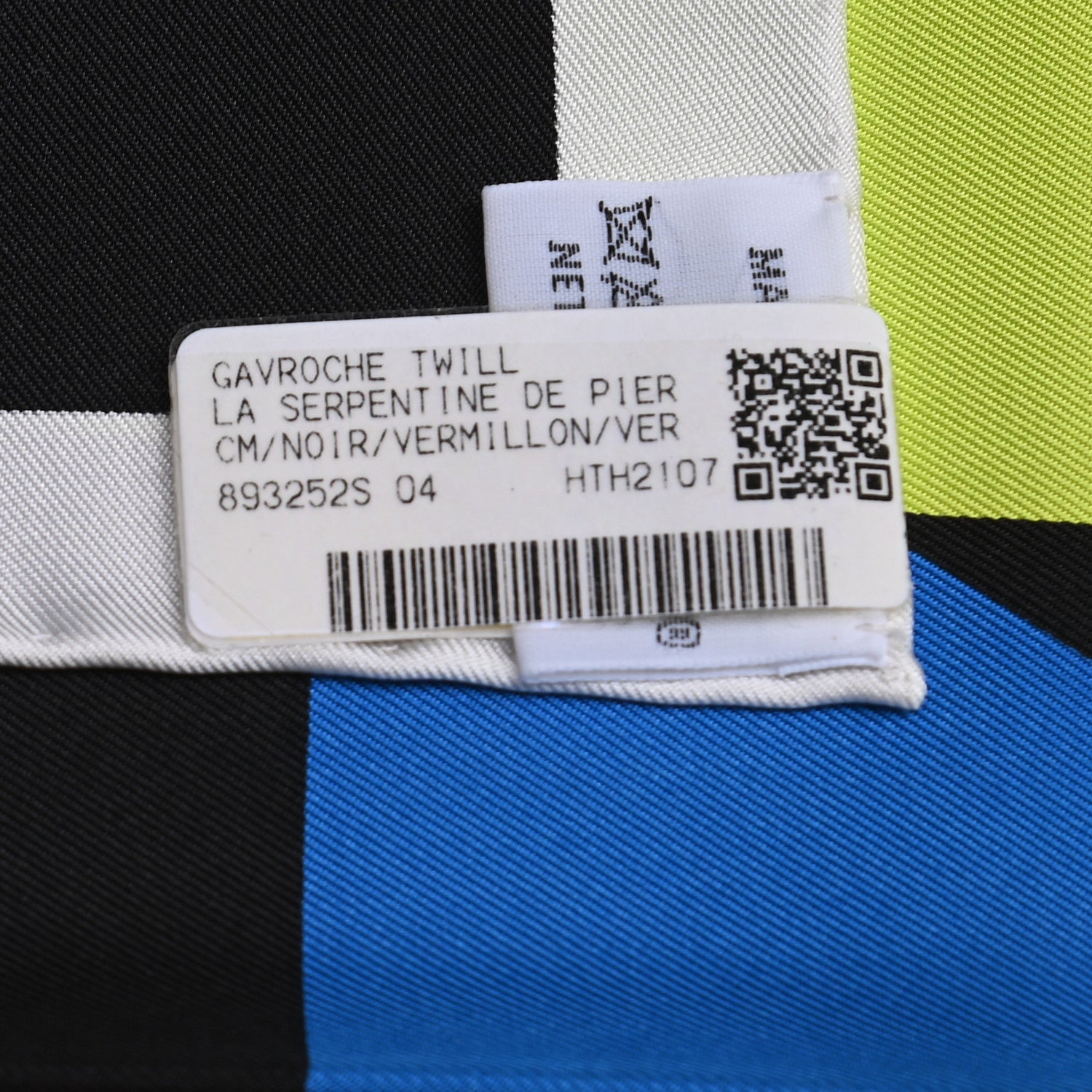 Hermes Silk La Serpentine De Pierre Scarf 45 Black Vermillon Vert Fluo 5 of 5