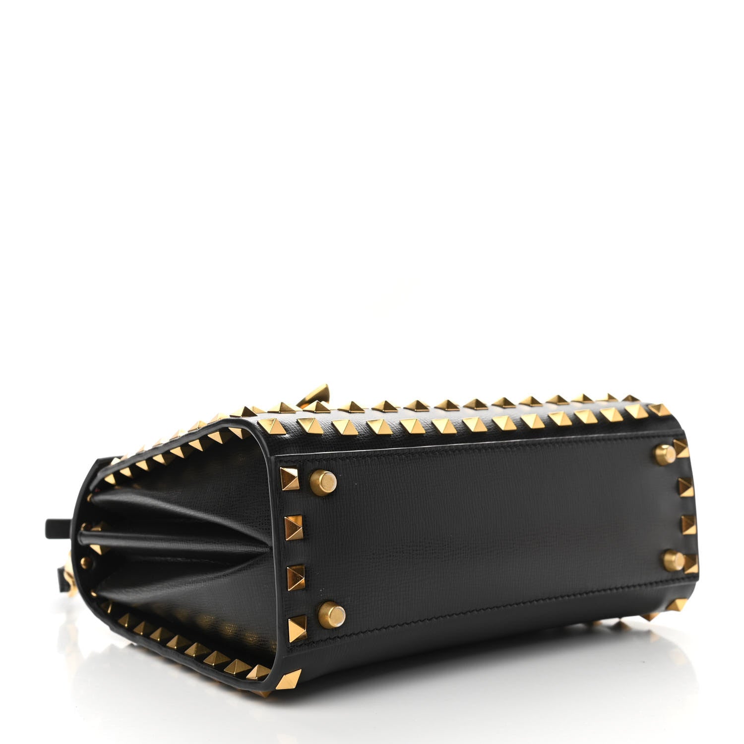 Valentino Garavani Grainy Calfskin Small Rockstud Allover Alcove Top-Handle Flap Bag Black 4 of 9