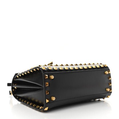 Valentino Garavani Grainy Calfskin Small Rockstud Allover Alcove Top-Handle Flap Bag Black 4 of 9