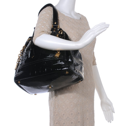 Saint Laurent Patent Croc Overseas Tote Black 2 of 7
