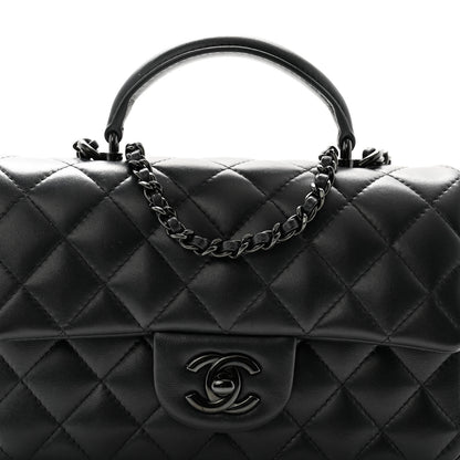 Chanel Lambskin Quilted Mini Top Handle Rectangular Flap So Black 8 of 11