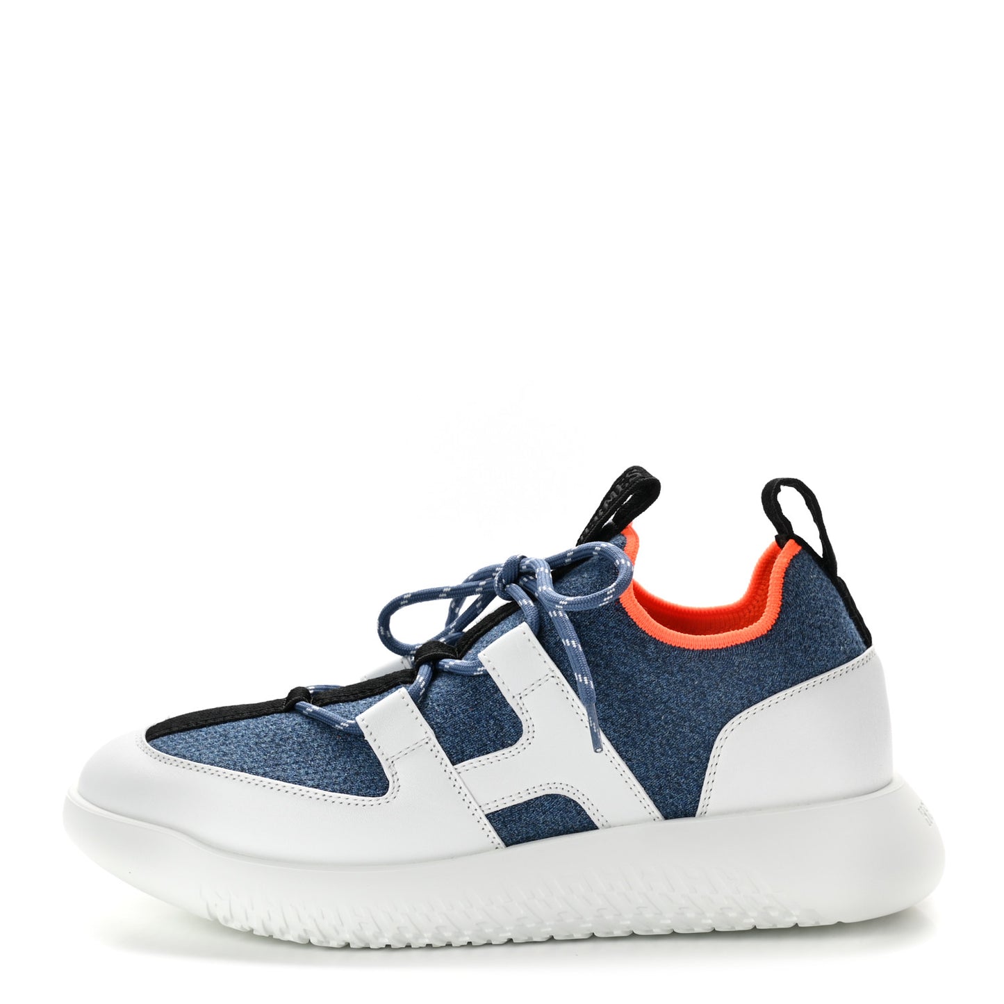 Technical Canvas Calfskin Womens Duel Sneakers 37 Blue Jean Multicolor
