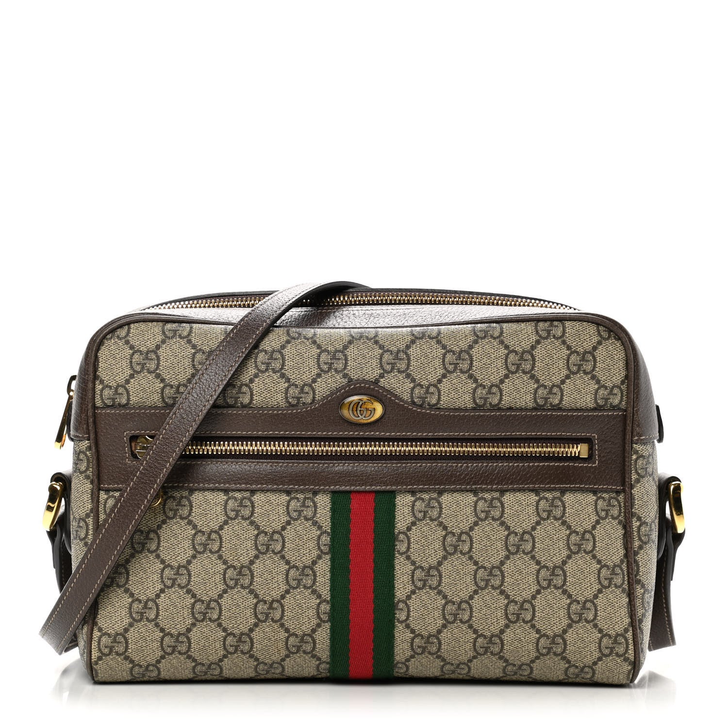 Gucci GG Supreme Monogram Web Small Ophidia Shoulder Bag Brown 1 of 18