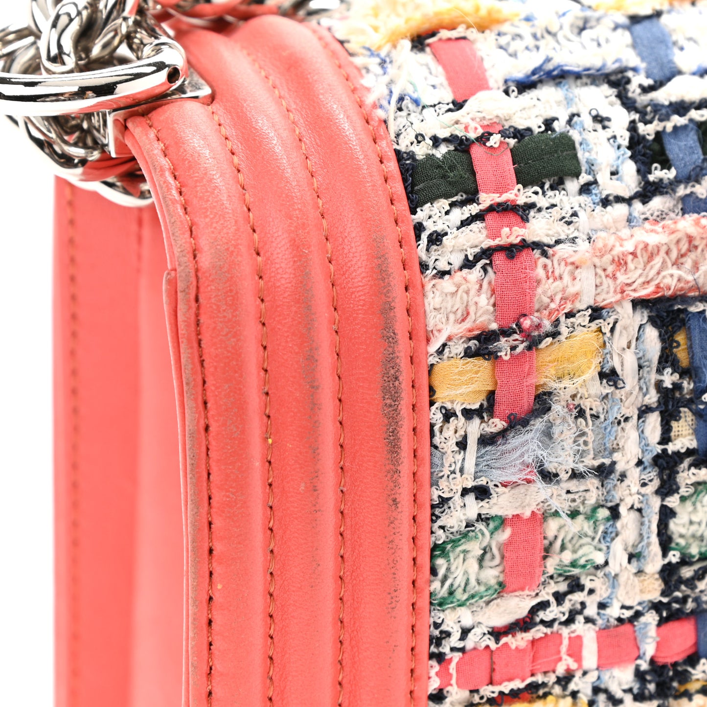 Lambskin Tweed Medium Boy Flap Coral