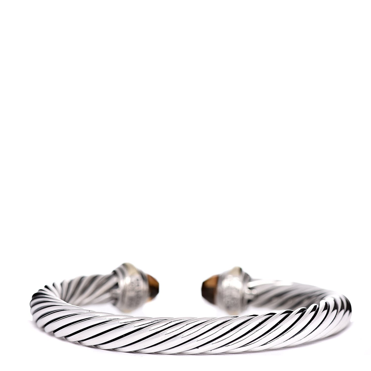 David Yurman Sterling Silver 14K Yellow Gold Citrine 7mm Cable Classics Bracelet 3 of 5