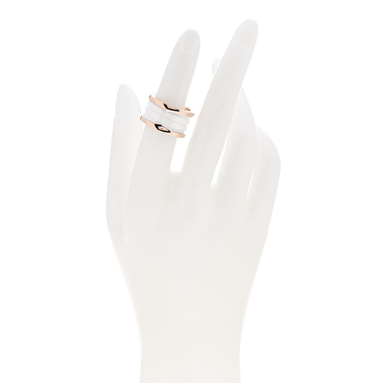 Bulgari 18K Rose Gold White Ceramic B.Zero1 Four-Band Ring 52 6 2 of 5
