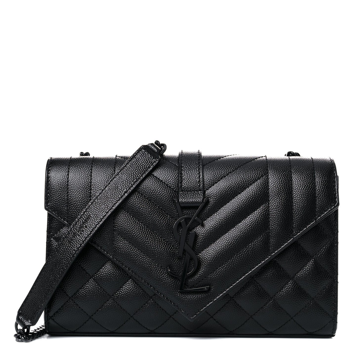 Grain De Poudre Textured Mixed Matelasse Triquilt Small Monogram Satchel Black