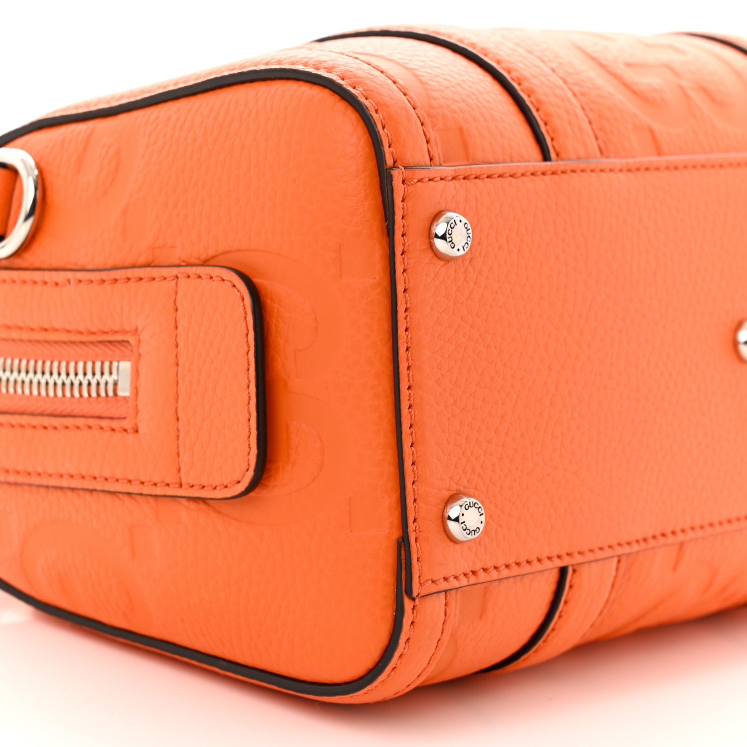 Gucci Piuma Calfskin Jumbo GG Embossed Mini Duffle Bag Good Orange 9 of 10