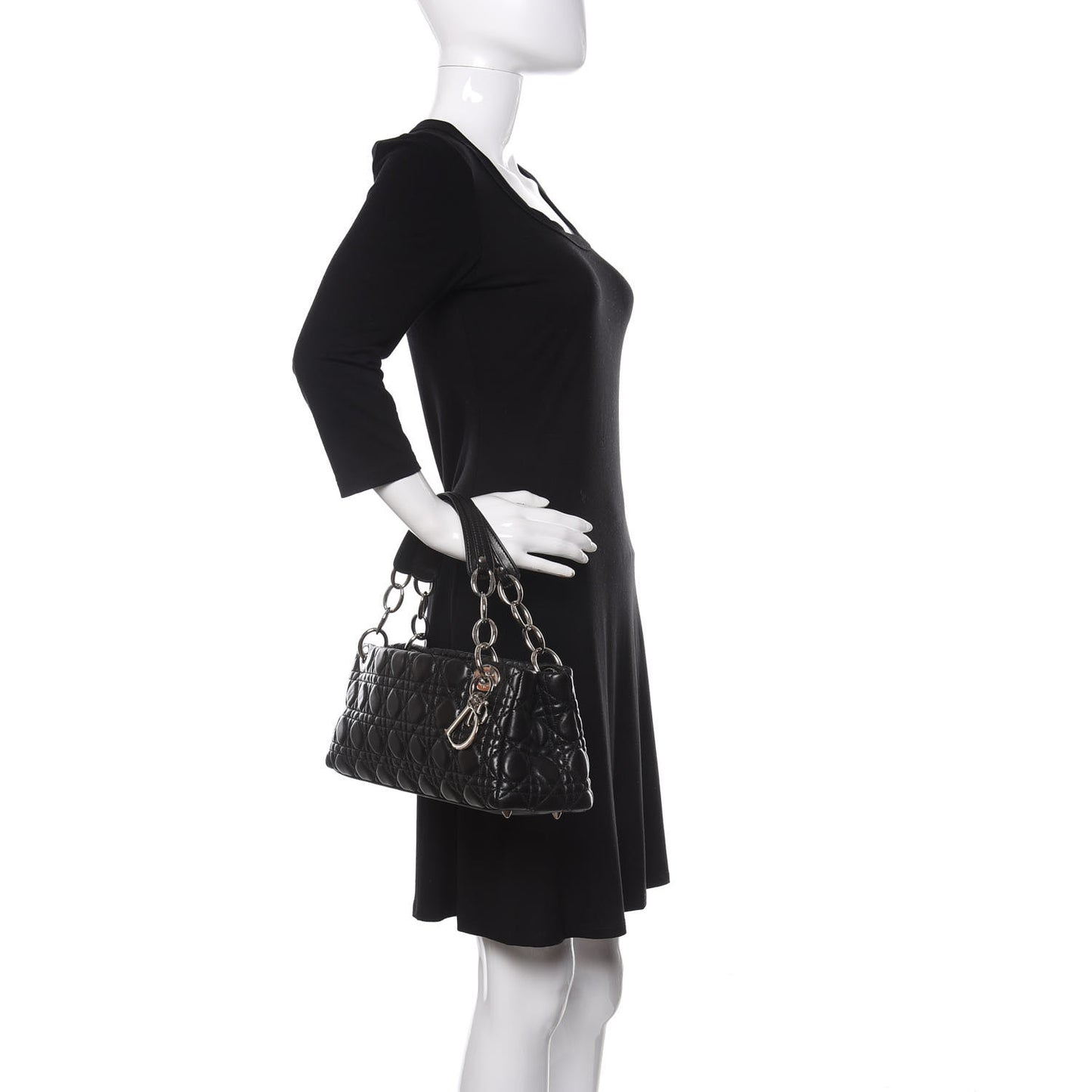 Lambskin Cannage Lady Dior Shoulder Bag Black
