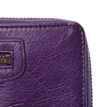 Balenciaga Agneau Classic Hardware Continental Zip Around Wallet Dark Violet 8 of 10