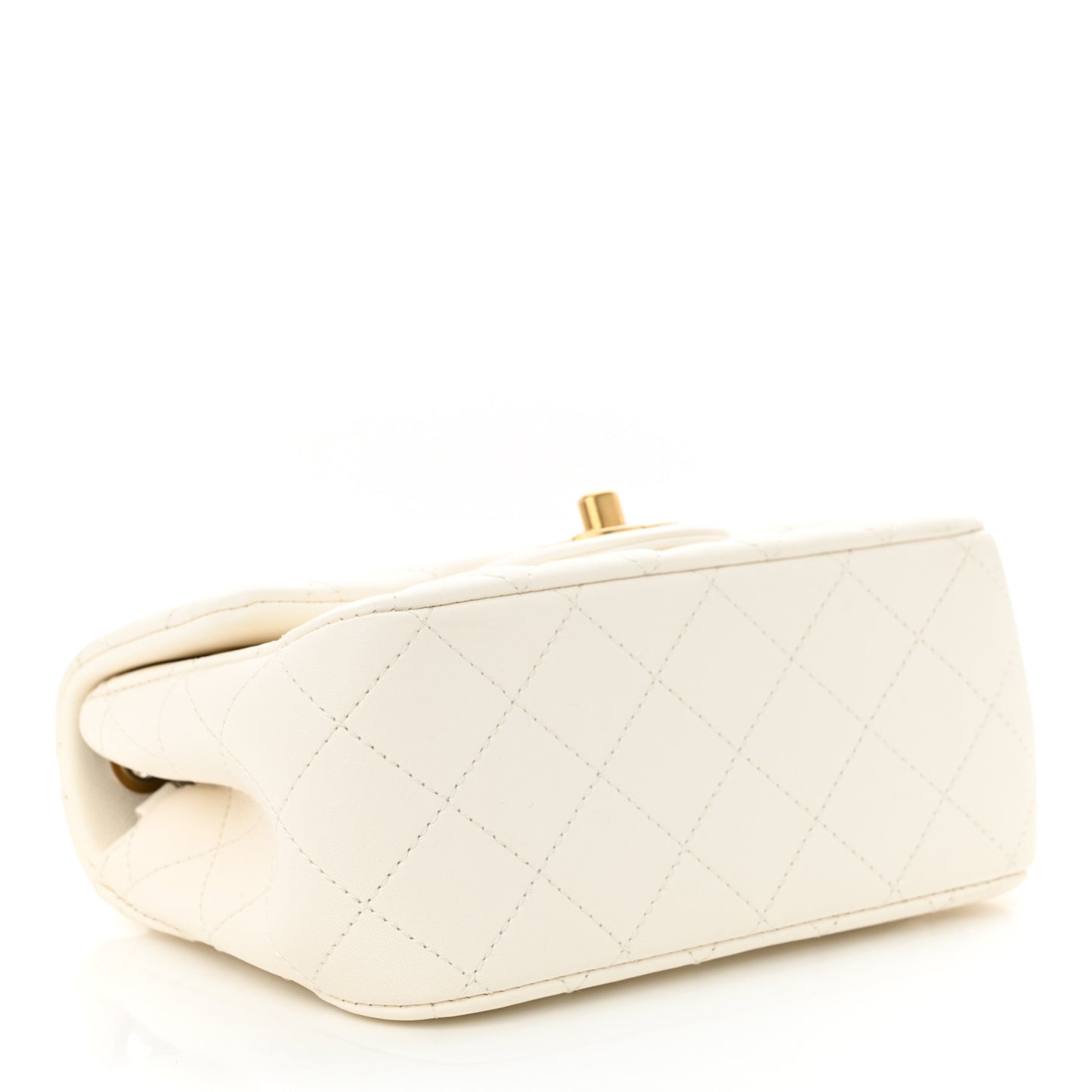 Lambskin Quilted Mini Pearl Crush Flap White