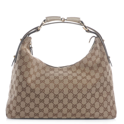 Gucci Monogram Medium Horsebit Chain Hobo Off White 1 of 9