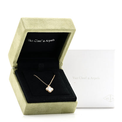 Van Cleef & Arpels 18K Yellow Gold Mother of Pearl Sweet Alhambra Pendant Necklace 6 of 6