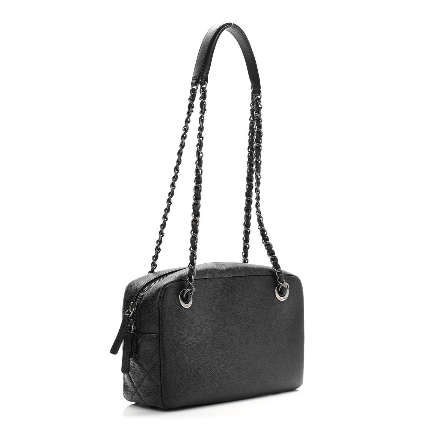 Caviar Lambskin Quilted Coco Break Camera Case Black