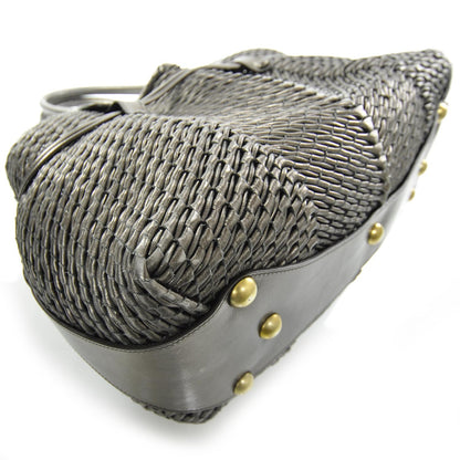 FASHIONPHILE SALVATOREFERRAGAMOLeatherStrawWovenTote 5 of 9