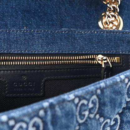 Gucci Denim Matelasse Small GG Marmont Shoulder Bag Blue 6 of 10