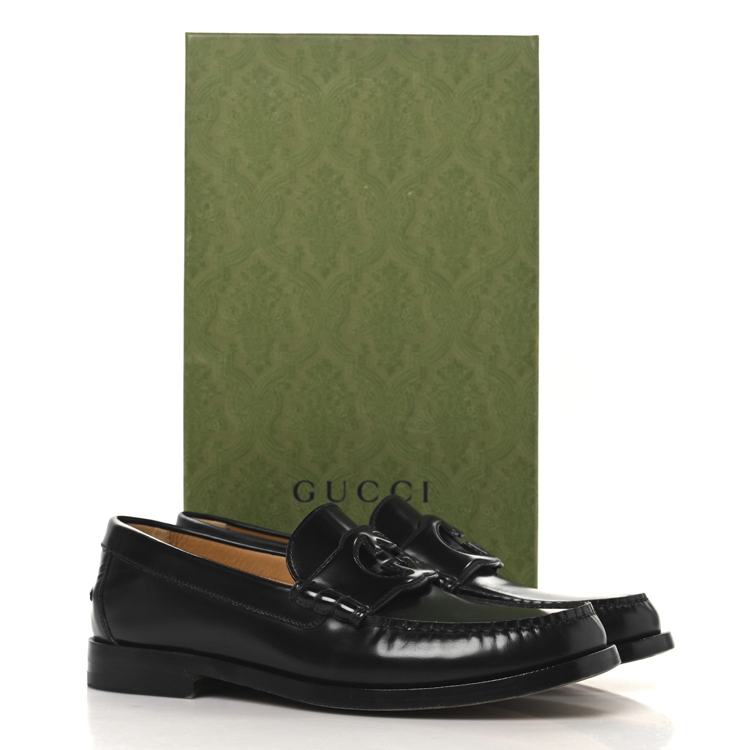 Gucci Calfskin Mens Interlocking G Millennial Ribot Loafers 8.5 Black 12 of 12