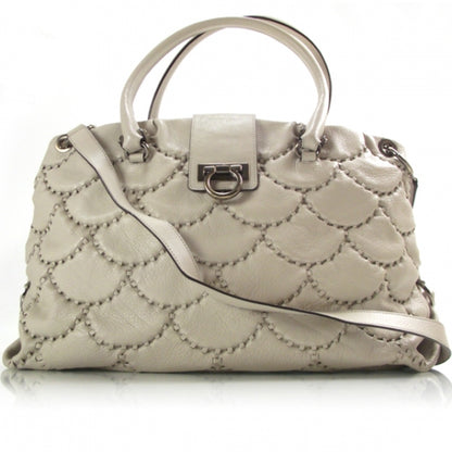 FASHIONPHILE SALVATOREFERRAGAMOLeatherStitchedSatchelIvory 1 of 10