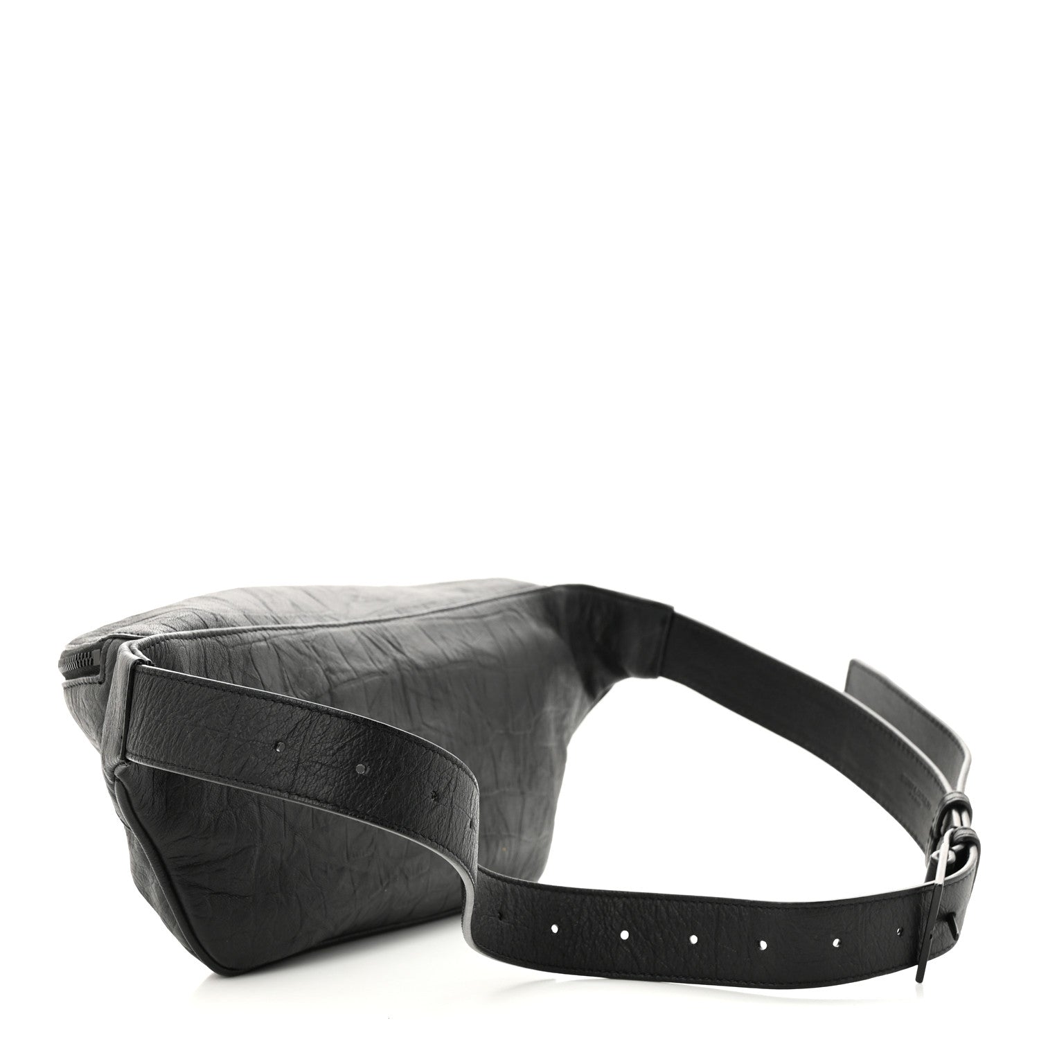 Saint Laurent Calfskin Crocodile Embossed Monogram Belt Bag Black 3 of 12