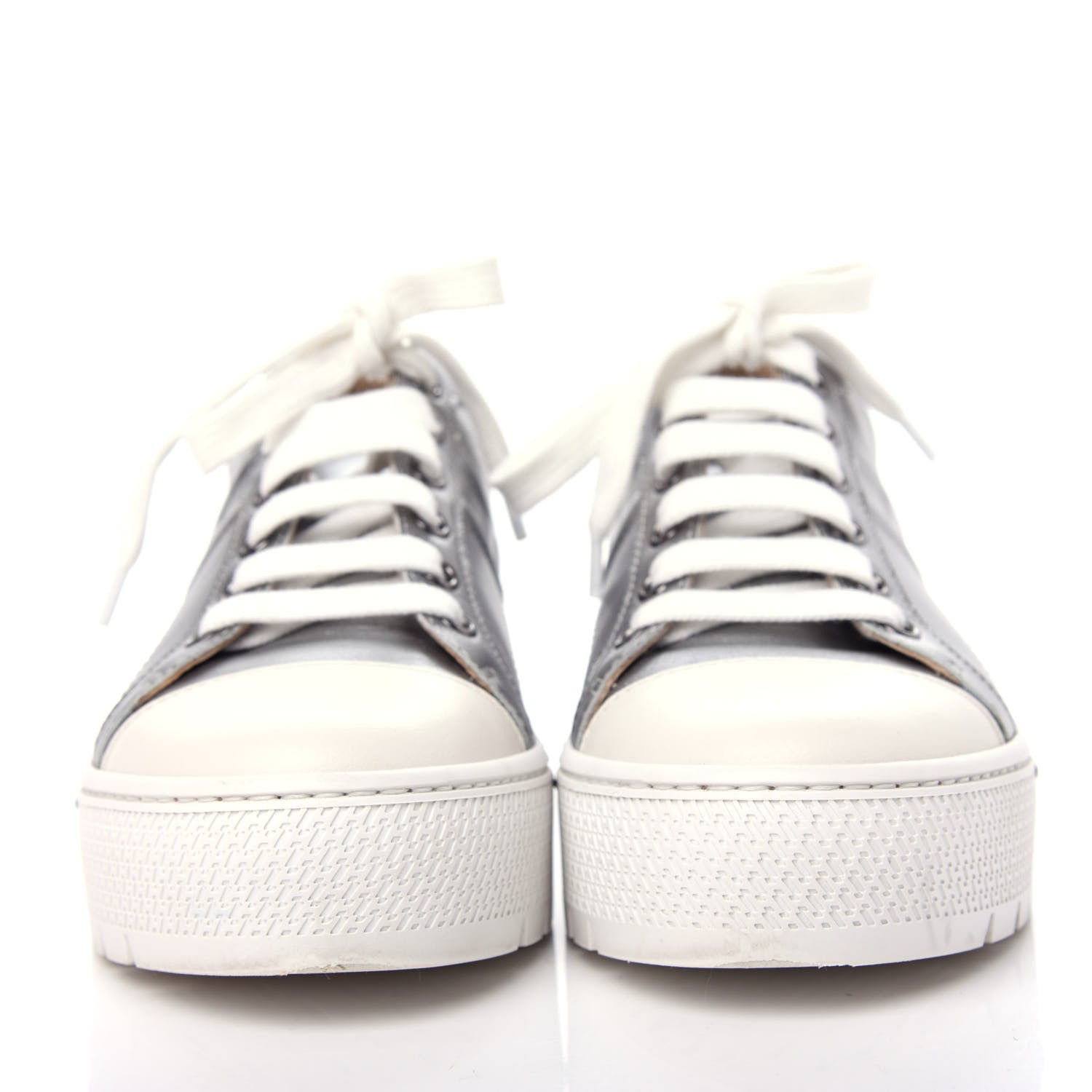 Hermes Metallic Epsom Womens Voltage Sneakers 35 Gris Argente Vieilli Black 2 of 11