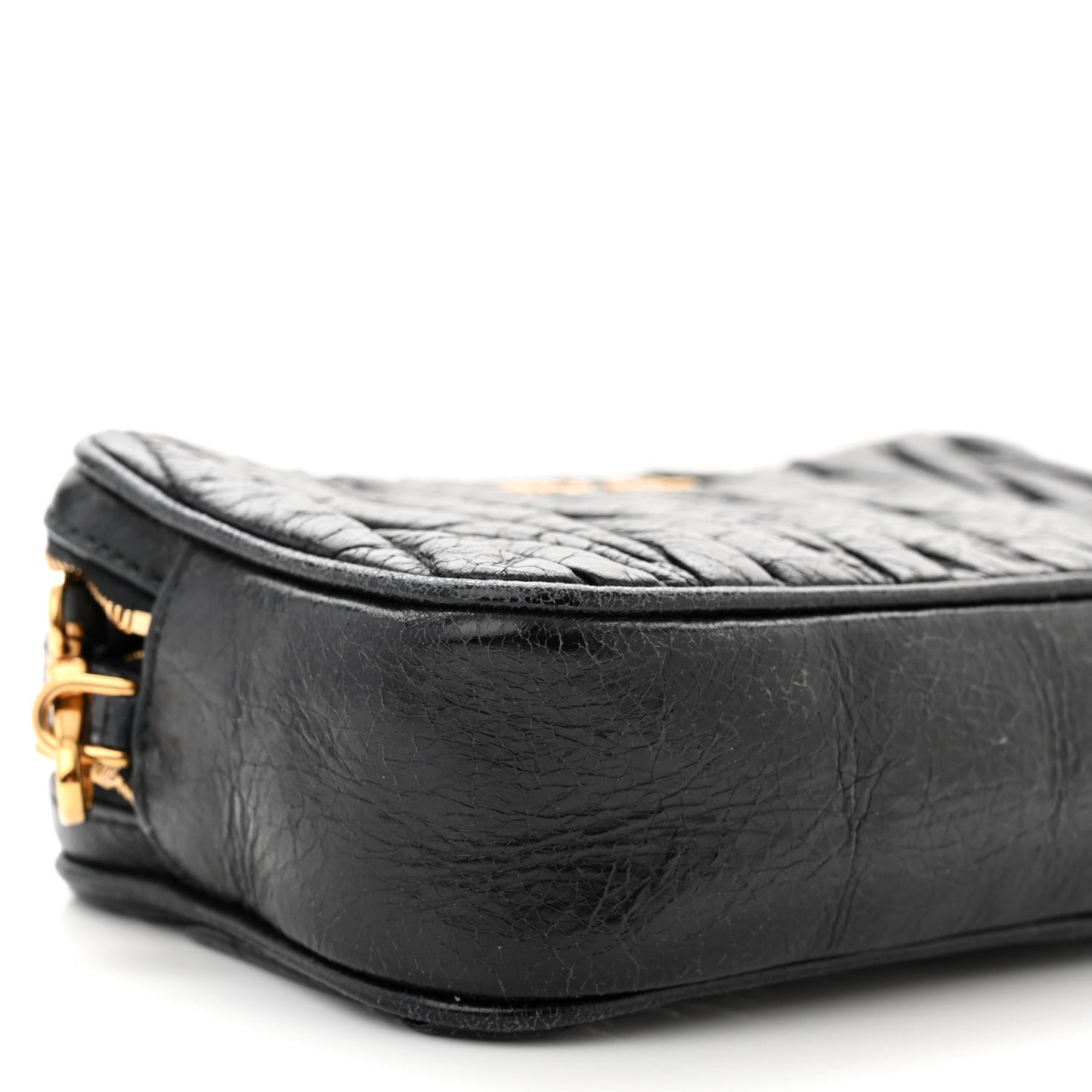 Nappa Matelasse Double Zip Pochette Clutch Black
