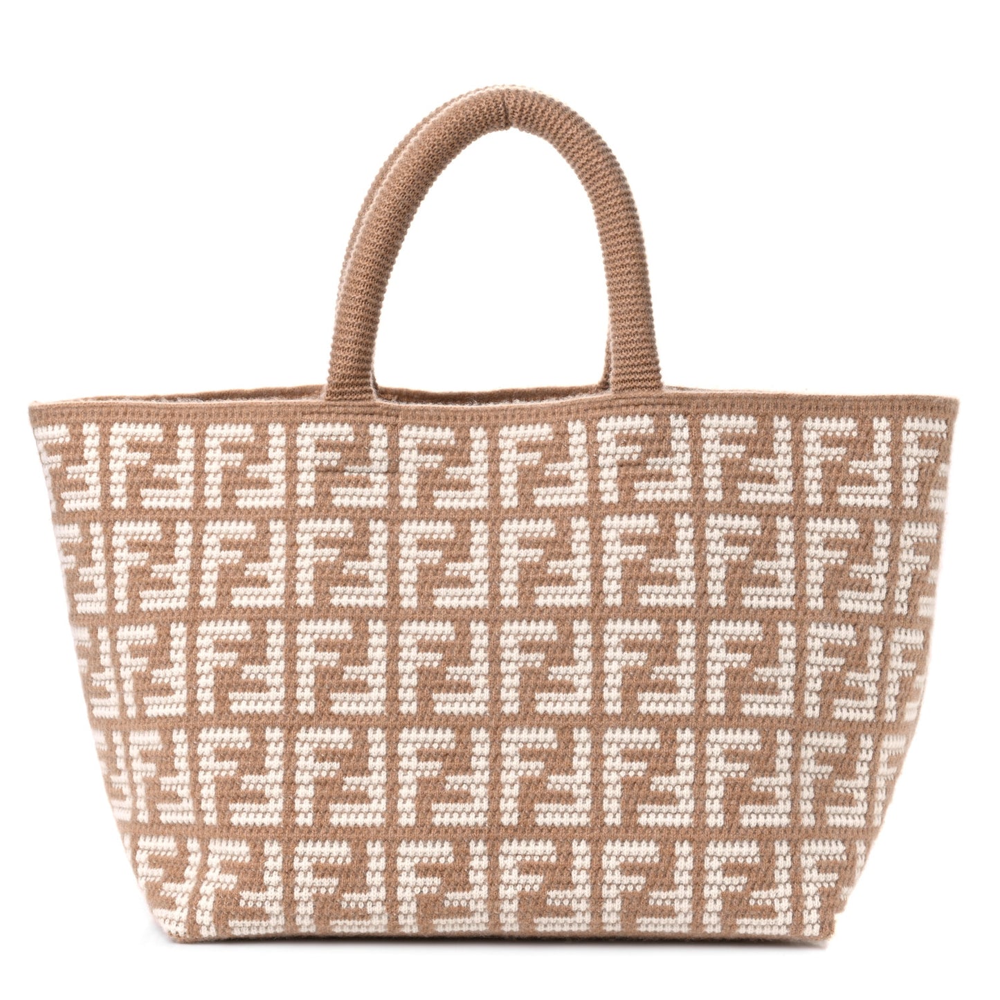 Cashmere Knit FF Large Shopper Tote Cammello