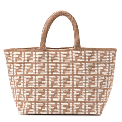 Fendi Cashmere Knit FF Large Shopper Tote Cammello 1 of 10